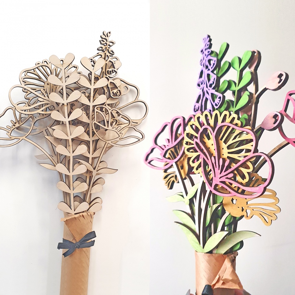 Flower Bouquet SPRING MIX - PLYWOOD